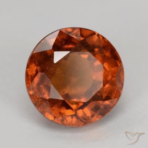 2.12 ct Orange Hessonite Garnet Stone, Natural Hessonite Garnet in Round Facet Shape for Sale