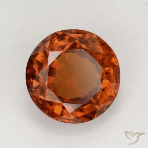 2.02 ct Orange Hessonite Garnet Stone, Natural Hessonite Garnet in Round Facet Shape for Sale