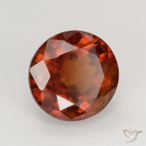 1.75 ct Orange Hessonite Garnet Stone, Natural Hessonite Garnet in Round Facet Shape for Sale