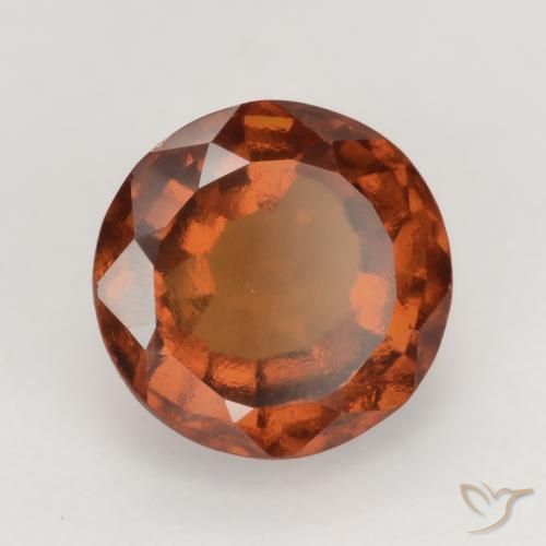 1.71 ct Orange Hessonite Garnet Stone, Natural Hessonite Garnet in Round Facet Shape for Sale