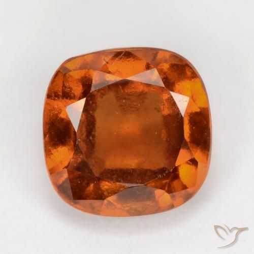 2.19ct Natural Reddish Orange Hessonite Garnet, Cushion, VS