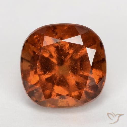 2.19ct Natural Deep Orange Hessonite Garnet, Cushion, VS-SI