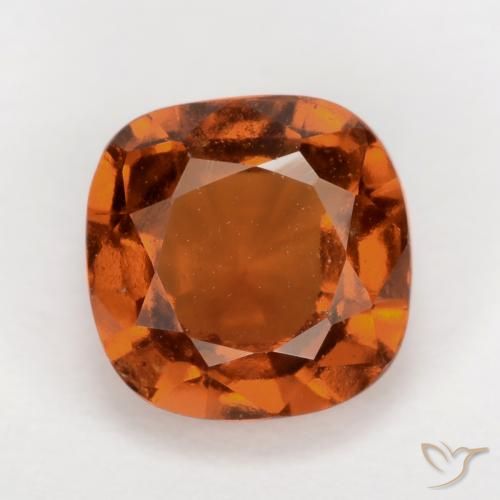 2.03ct Natural Deep Orange Hessonite Garnet, Cushion, VS-SI