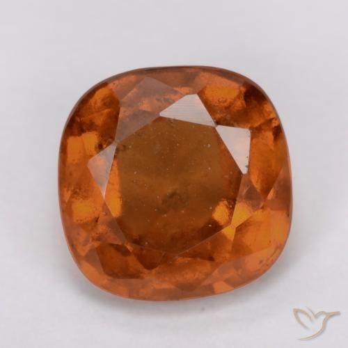 2.00ct Natural Medium-Dark Orange Hessonite Garnet, Cushion, VS-SI