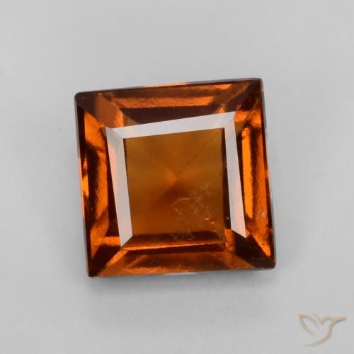 1.24ct Natural Amber Orange Hessonite Garnet, Square, VS-SI