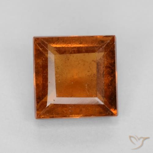 1.32ct Natural Deep Orange Hessonite Garnet, Square, VS-SI