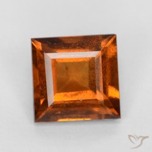 1.31ct Natural Amber Orange Hessonite Garnet, Square, VS-SI