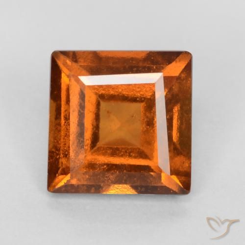1.16ct Natural Medium Orange Hessonite Garnet, Square, VS-SI