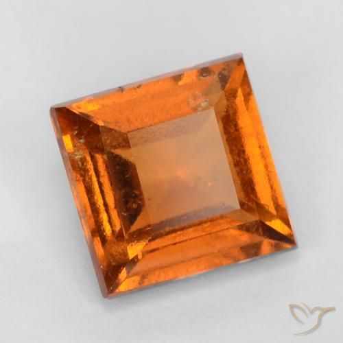 1.33 ct Orange Hessonite Garnet Stone, Natural Hessonite Garnet in Square Facet Shape for Sale