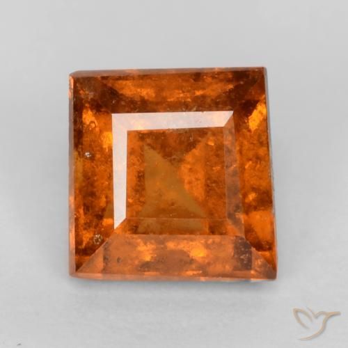 0.89ct Natural Medium-Dark Orange Hessonite Garnet, Square, VS-SI