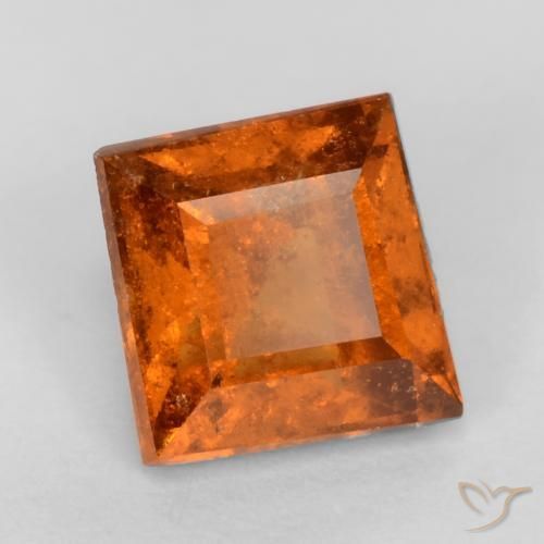 0.89 ct Orange Hessonite Garnet Stone, Natural Hessonite Garnet in Square Facet Shape for Sale