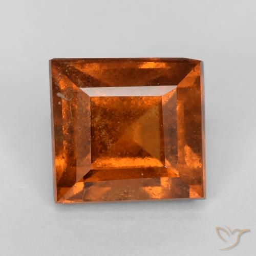 1.43ct Natural Deep Orange Hessonite Garnet, Square, VS-SI