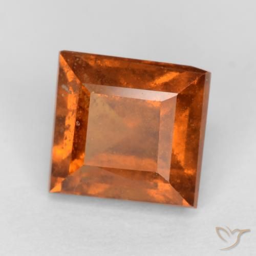 1.43 ct Orange Hessonite Garnet Stone, Natural Hessonite Garnet in Square Facet Shape for Sale
