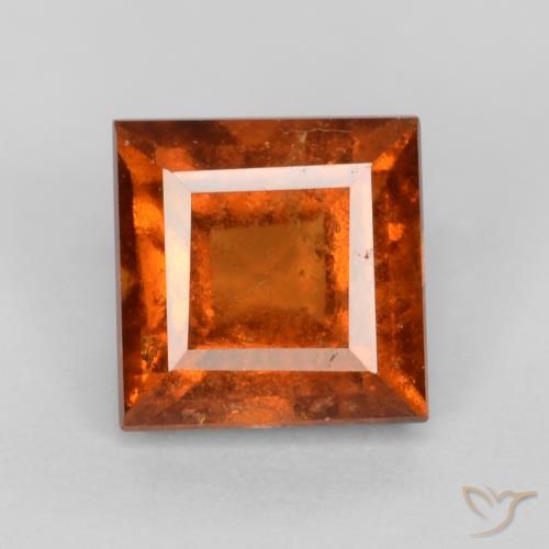 1.44ct Natural Deep Orange Hessonite Garnet, Square, VS-SI, Photo A