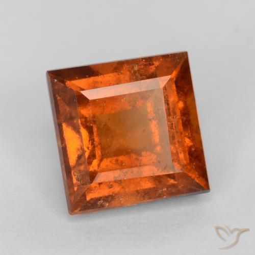 1.44 ct Orange Hessonite Garnet Stone, Natural Hessonite Garnet in Square Facet Shape for Sale