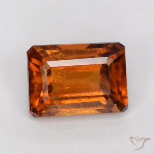 1.29ct Natural Amber Orange Hessonite Garnet, Emerald Cut, VS-SI