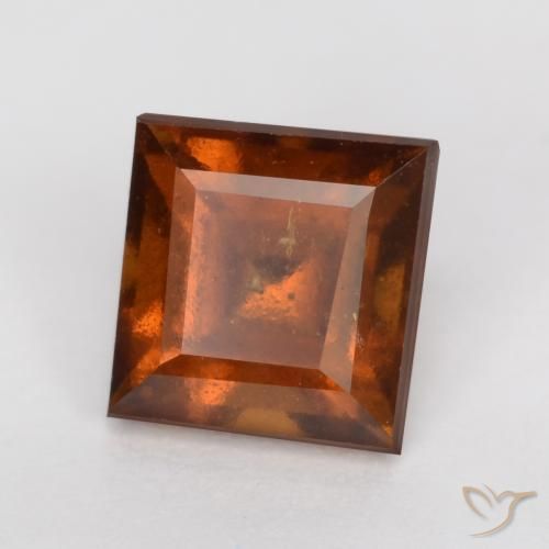 1.36 ct Orange Hessonite Garnet Stone, Natural Hessonite Garnet in Square Facet Shape for Sale
