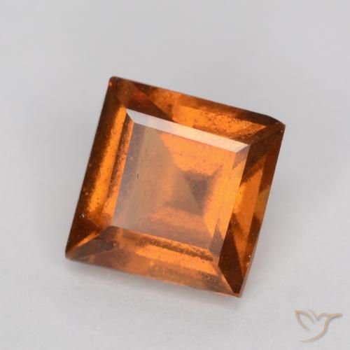 0.91 ct Orange Hessonite Garnet Stone, Natural Hessonite Garnet in Square Facet Shape for Sale