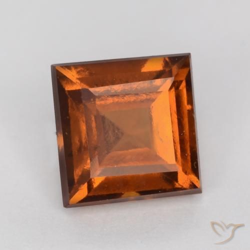 1.44 ct Orange Hessonite Garnet Stone, Natural Hessonite Garnet in Square Facet Shape for Sale
