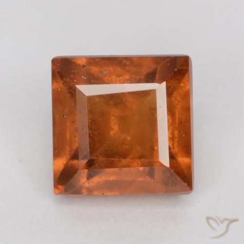 1.68ct Natural Amber Orange Hessonite Garnet, Square, SI