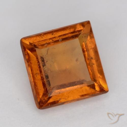 1.26 ct Orange Hessonite Garnet Stone, Natural Hessonite Garnet in Square Facet Shape for Sale