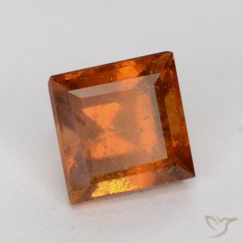 1.00 ct Orange Hessonite Garnet Stone, Natural Hessonite Garnet in Square Facet Shape for Sale