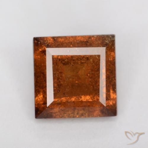 1.15ct Natural Dark Orange Hessonite Garnet, Square, SI