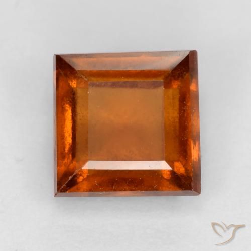 1.41ct Natural Amber Orange Hessonite Garnet, Square, VS-SI