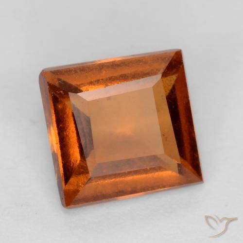 1.19 ct Orange Hessonite Garnet Stone, Natural Hessonite Garnet in Square Facet Shape for Sale