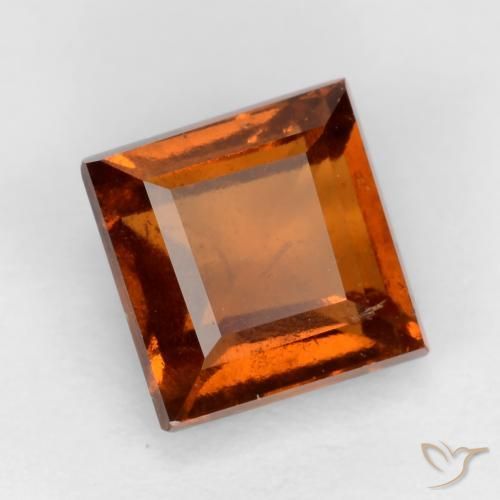 1.50 ct Orange Hessonite Garnet Stone, Natural Hessonite Garnet in Square Facet Shape for Sale