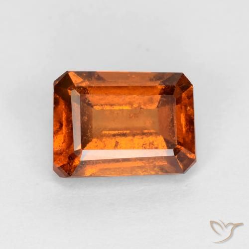 1.28ct Natural Medium-Dark Orange Hessonite Garnet, Emerald Cut, VS-SI