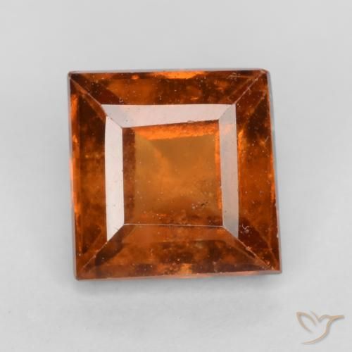 1.42ct Natural Dark Orange Hessonite Garnet, Square, VS-SI