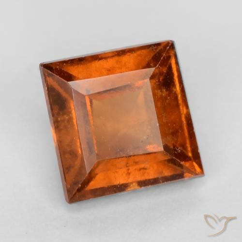 1.42 ct Orange Hessonite Garnet Stone, Natural Hessonite Garnet in Square Facet Shape for Sale