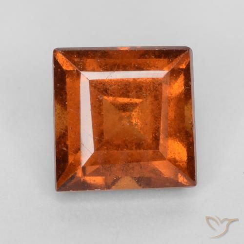 1.42ct Natural Deep Orange Hessonite Garnet, Square, VS-SI