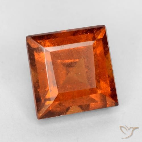1.42 ct Orange Hessonite Garnet Stone, Natural Hessonite Garnet in Square Facet Shape for Sale