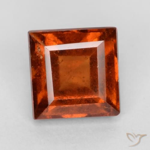 1.44ct Natural Deep Orange Hessonite Garnet, Square, VS-SI