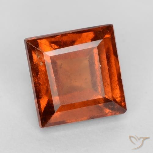 1.44 ct Orange Hessonite Garnet Stone, Natural Hessonite Garnet in Square Facet Shape for Sale