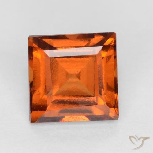 1.23ct Natural Dark Orange Hessonite Garnet, Square, VS