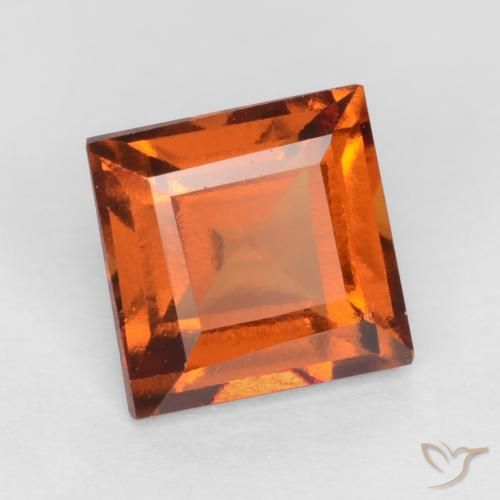 1.23 ct Orange Hessonite Garnet Stone, Natural Hessonite Garnet in Square Facet Shape for Sale