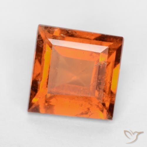 1.19 ct Orange Hessonite Garnet Stone, Natural Hessonite Garnet in Square Facet Shape for Sale