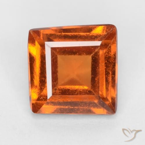 1.42ct Natural Deep Orange Hessonite Garnet, Square, VS