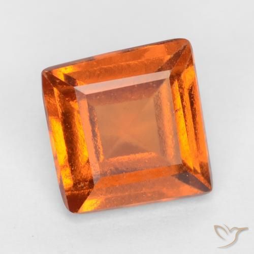 1.42 ct Orange Hessonite Garnet Stone, Natural Hessonite Garnet in Square Facet Shape for Sale