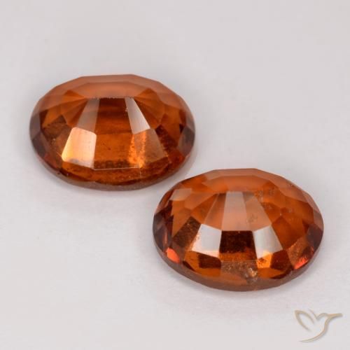 Hessonite Garnet Gemstones in 8 x 6.6 mm Size for Sale, Hessonite Garnet Stones in Reddish Orange Color