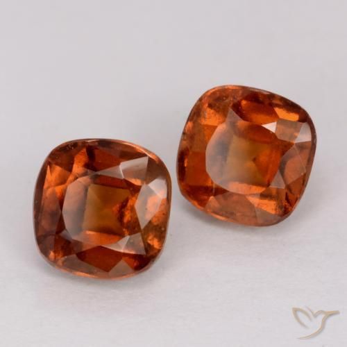 3.16 ctw Orange Hessonite Garnet Stones, Natural Hessonite Garnet in Cushion-Cut Shape for Sale