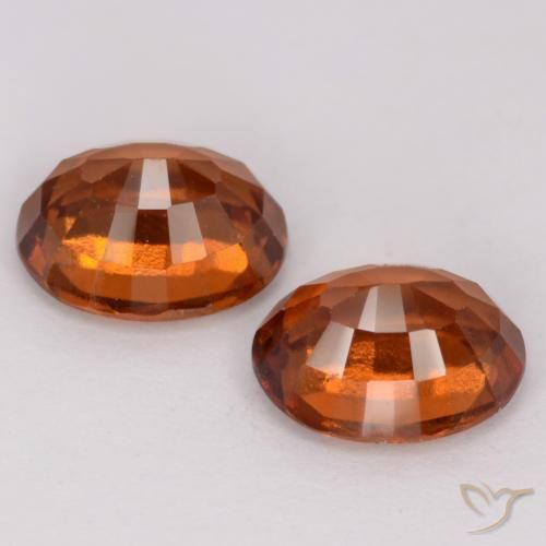 Hessonite Garnet Gemstones in 8.1 x 6.8 mm Size for Sale, Hessonite Garnet Stones in Medium Orange Color