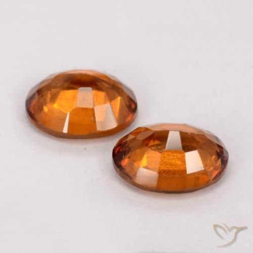 Hessonite Garnet Gemstones in 7.3 x 5.9 mm Size for Sale, Hessonite Garnet Stones in Deep Orange Color