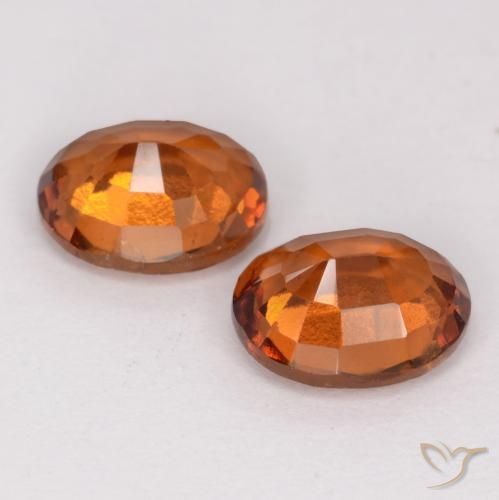 Hessonite Garnet Gemstones in 7.4 x 6.1 mm Size for Sale, Hessonite Garnet Stones in Medium-Dark Orange Color