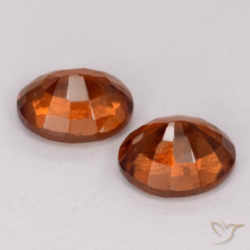 Hessonite Garnet Gemstones in 7.7 x 6.5 mm Size for Sale, Hessonite Garnet Stones in Dark Orange Color