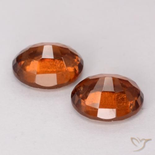 Hessonite Garnet Gemstones in 7.7 x 6.4 mm Size for Sale, Hessonite Garnet Stones in Amber Orange Color