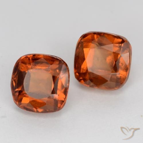 3.13 ctw Orange Hessonite Garnet Stones, Natural Hessonite Garnet in Cushion-Cut Shape for Sale